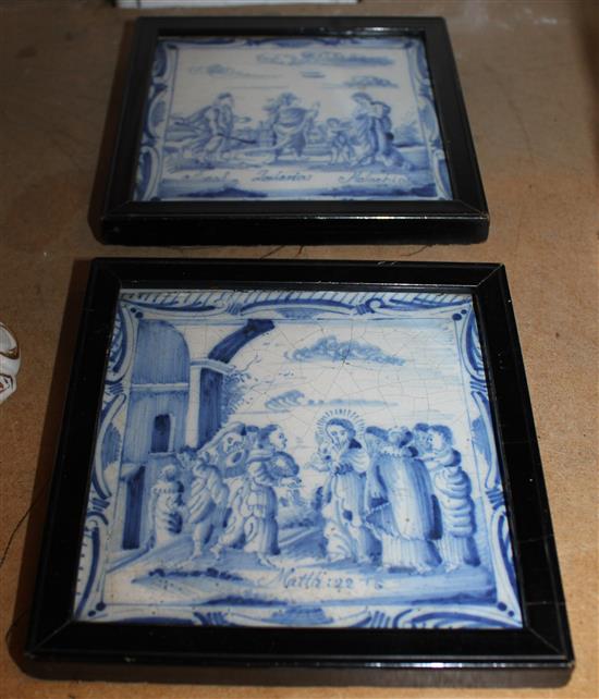 Pair early Delft tiles